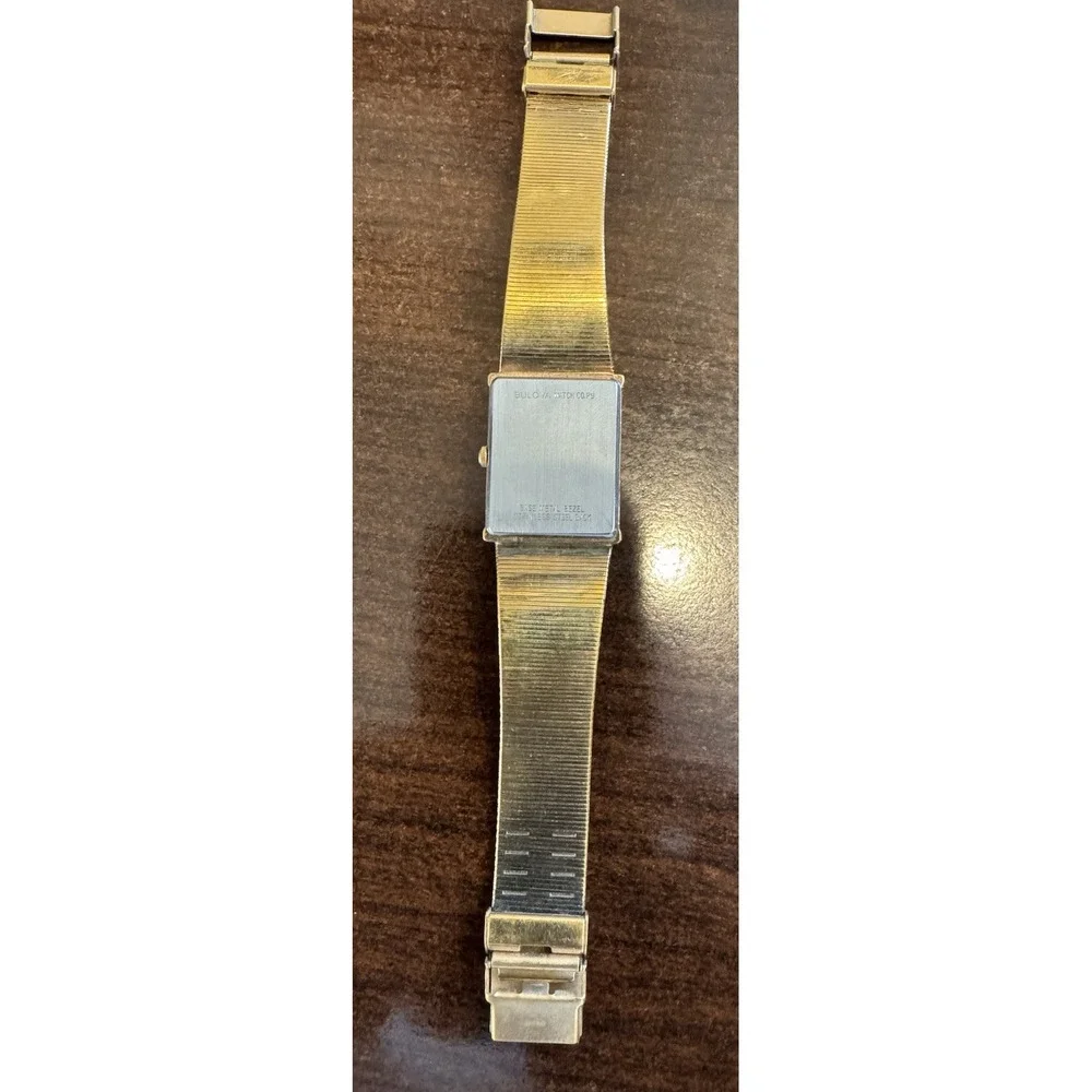 BULOVA Gold Quartz Mens Watch Co.P9 92R06 Gem Rectangle Face Needs Battery‎